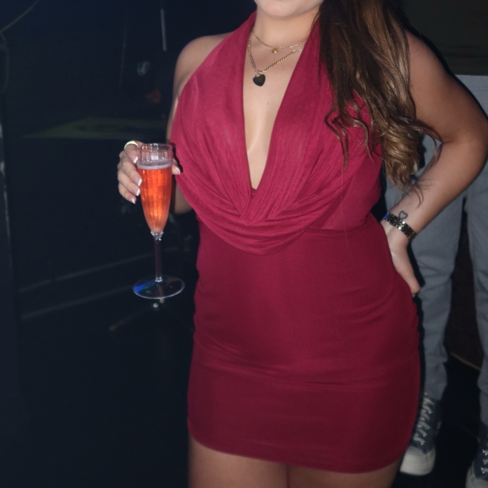 Elegant Red Halter Dress